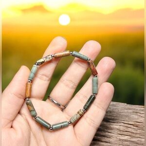 Red Creek Jasper Bracelet | Stainless Steel Spacers | Handmade